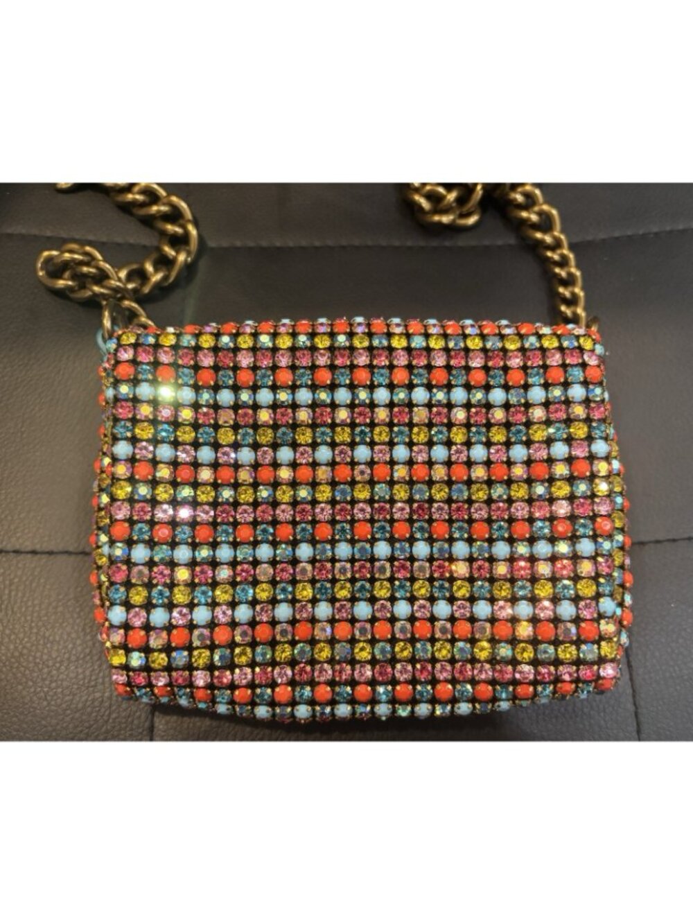 KURT GEIGER Mini Party Crossbody Bag Small Multicolor Beaded Chain Strap - Picture 5 of 15